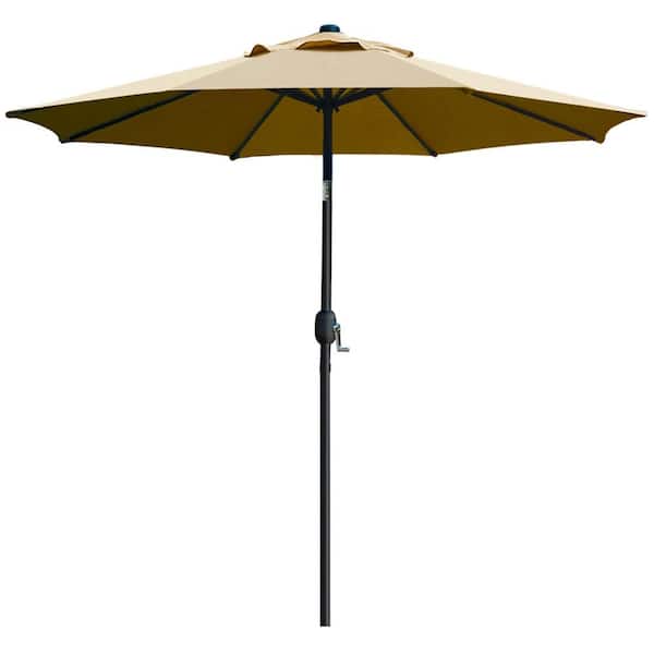 Unbranded 9 ft. Aluminum Pole Market Push Button Tilt Patio Umbrella in Tan