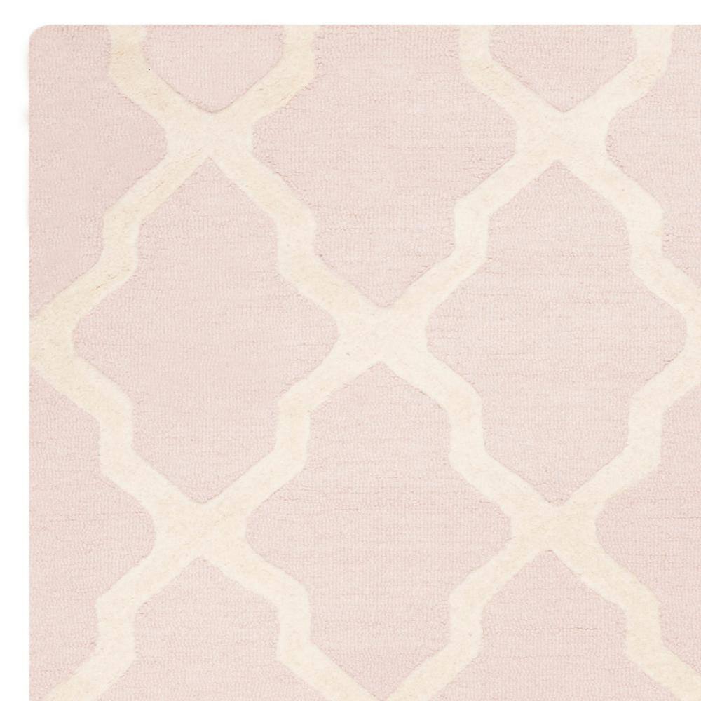 Light Pink and Ivory Hand-Tufted Wool Area Rug