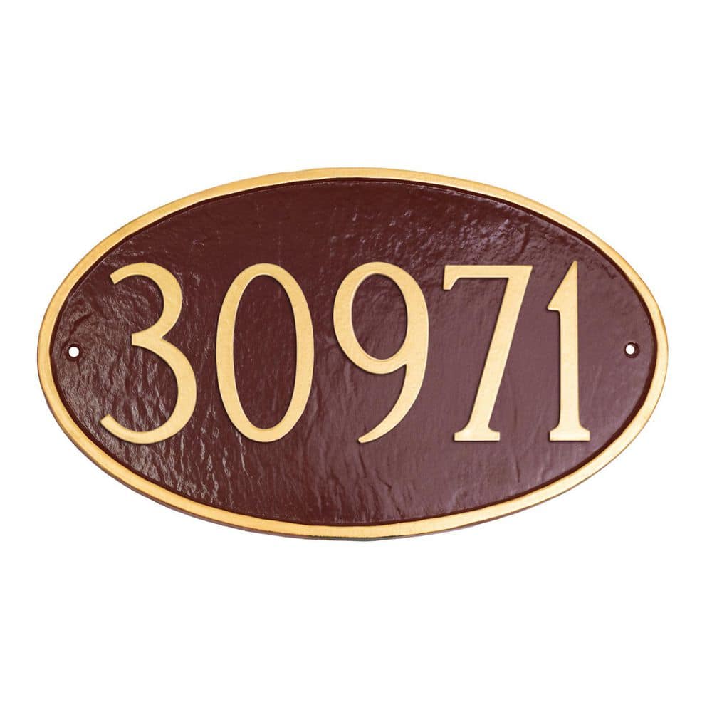 Classic Oval Standard Address Sign Plaque - Brick Red/Gold price history on PriceWatchPro