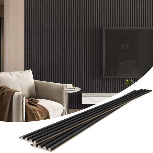 0.71 in. T x 0.476 ft. x 7.87 ft. Black Solid Wood Decorative Wall Paneling (4-Pack)