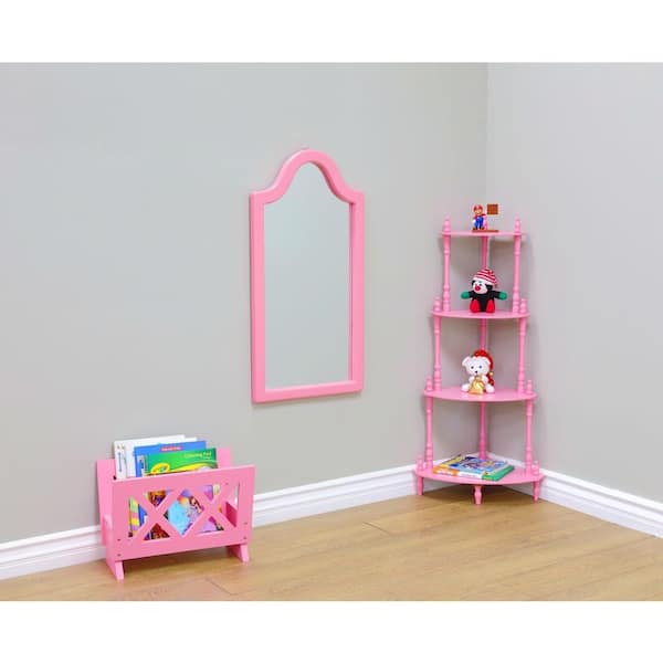 Homecraft Furniture 31.9 in. x 16.1 in. Kid's Framed Wall Mirror in Pink