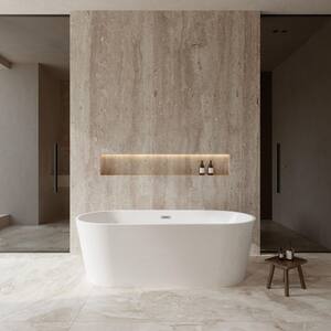 Carissa 5.9 ft. Acrylic Flatbottom Non-Whirlpool Bathtub in White with Polished Chrome Trim