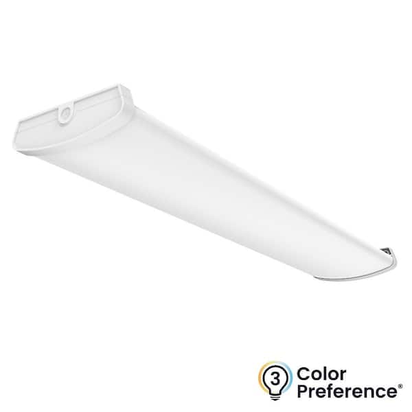 46 in. x 10 in. White Commercial LED Wrap Light Fixture 120-277V 3500K 4000K 5000K Lumen Boost Dimmable Warehouse Light