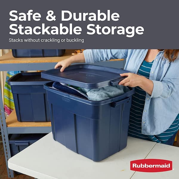 Rubbermaid Roughneck️ Storage Totes with Lids, 18 Gallon, Dark