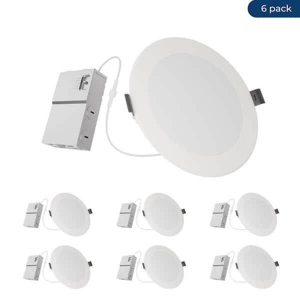 6 in. Adjustable 5CCT Canless lC Rated Dimmable Indoor Integrated LED Recessed Light (6-Pack)