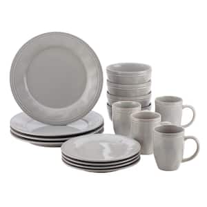 16-Piece Solid Sea Salt Gray Ceramic Dinnerware Set (Service for 16)