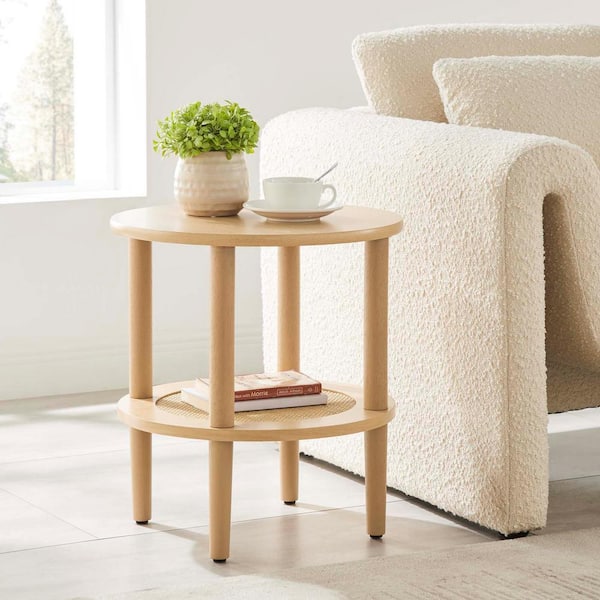 MODWAY Torus Round Side Table in Oak EEI-6527-OAK - The Home Depot