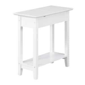American Heritage 11 in. White Standard Rectangular MDF End Table with Flip Top and Charging Station