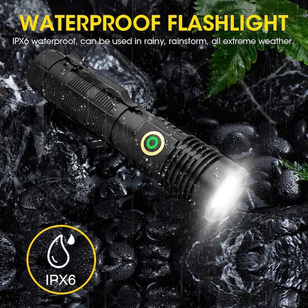 Lukyamzn IPX6 Black 3.7 Volt 12000 Lumen LED Rechargeable