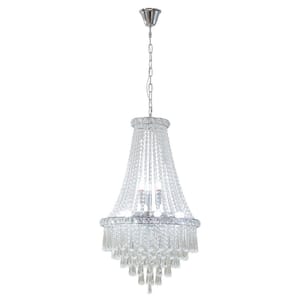 19.68 in. 9-Light Silver Chandelier Modern Luxury Empire Style with Crystal Shade