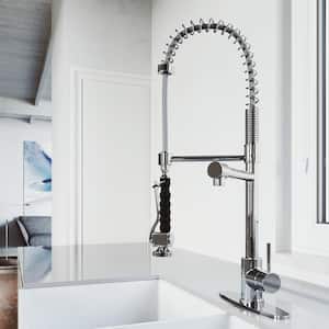 Zurich Single Handle Pull-Down Sprayer Kitchen Faucet Set with Deck Plate in Chrome