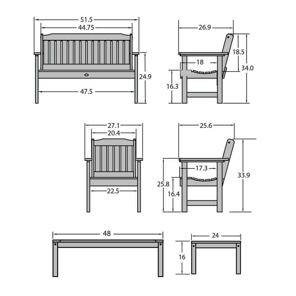 Lehigh Coastal Teak 4-Piece Recycled Plastic Outdoor Conversation Set