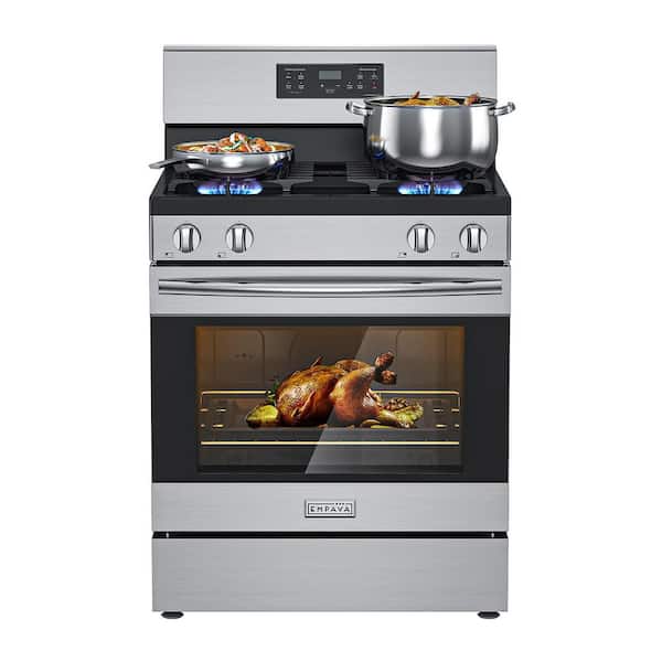 30 in. Natural Gas Range with 4 Burners, Single Oven, 18K BTU, Rear Control, with Bottom Storage Drawer