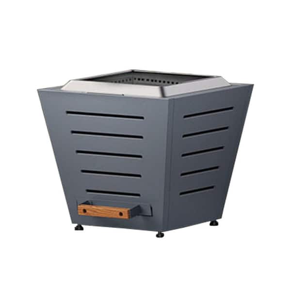 20 in. Blue Stainless Steel Wood Burning Outdoor Smokeless Fire Pit Fireplaces with Pull-Out Ash Pan, Handle
