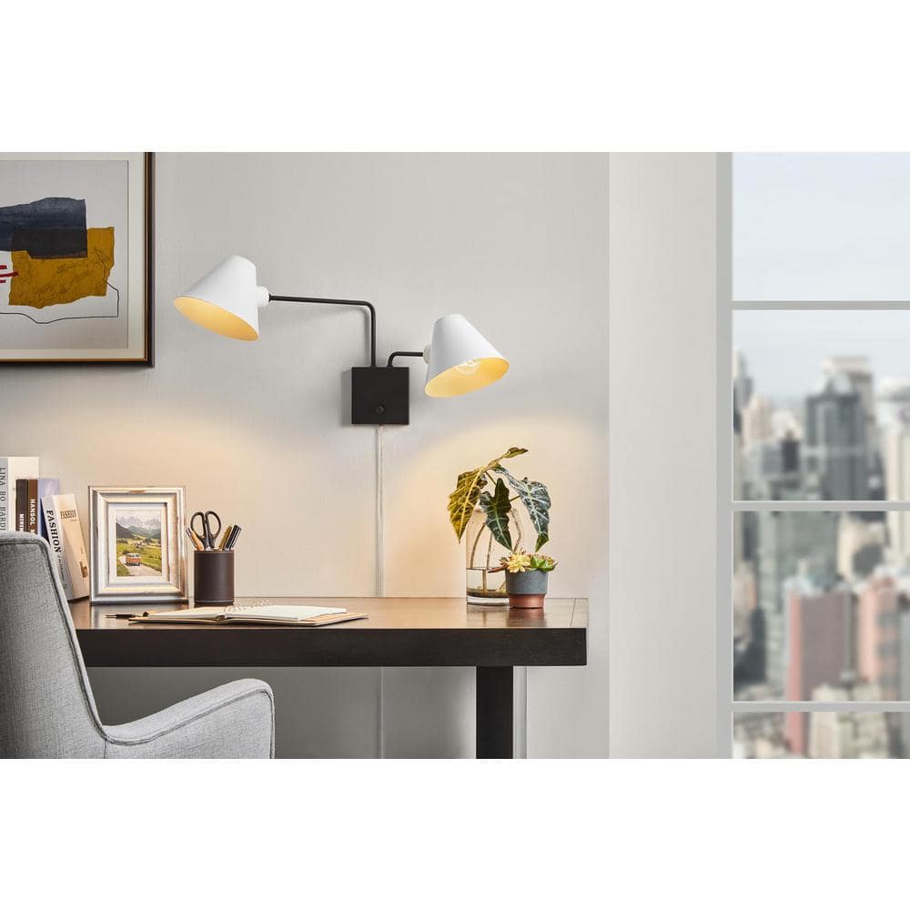 Hitching 33.375 in. 2-Light Matte Black Wall Sconce price history on PriceWatchPro