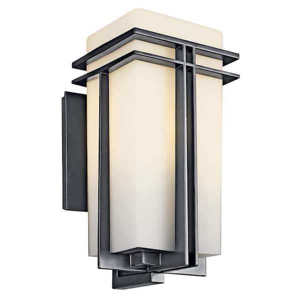 KICHLER Tremillo 17.25 in. 1-Light Black Outdoor Hardwired Wall Lantern Sconce with No Bulbs Included (1-Pack)