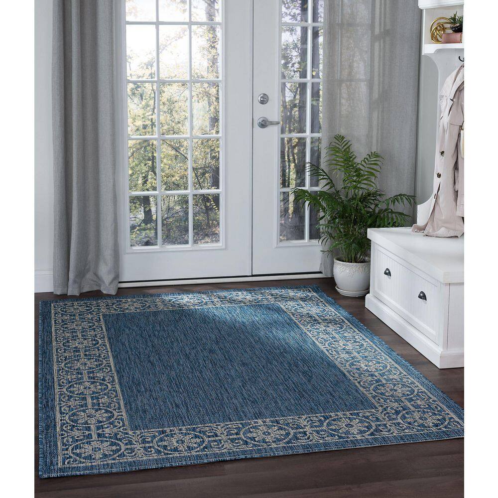 Veranda 8' x 10' Indigo Synthetic Flat Woven Rug
