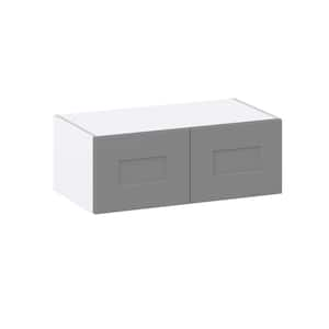 Bristol Painted 27 in. W x 10 in. H x 14 in. D Slate Gray Shaker Assembled Wall Bridge Kitchen Cabinet