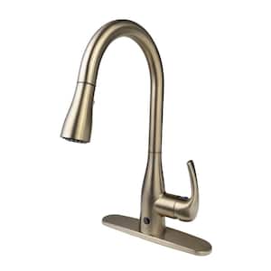 Motion Activated Single-Handle Pull-Down Sprayer Kitchen Faucet in Champagne Gold