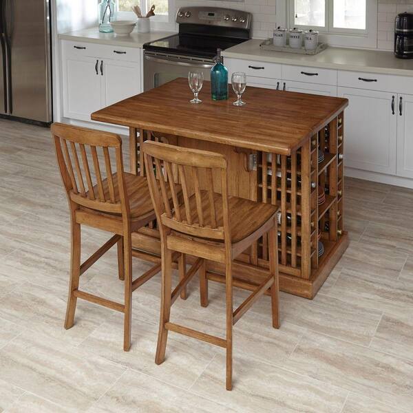 Home Styles Vintner Warm Oak Kitchen Island With Seating