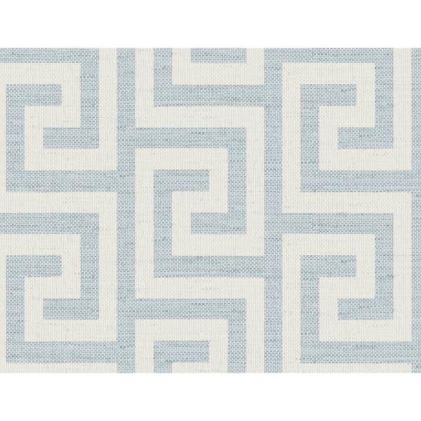 LILLIAN AUGUST 60.75 sq. ft. Coastal Haven Skylight Luna Retreat Greek Key Embossed Vinyl Unpasted Wallpaper Roll