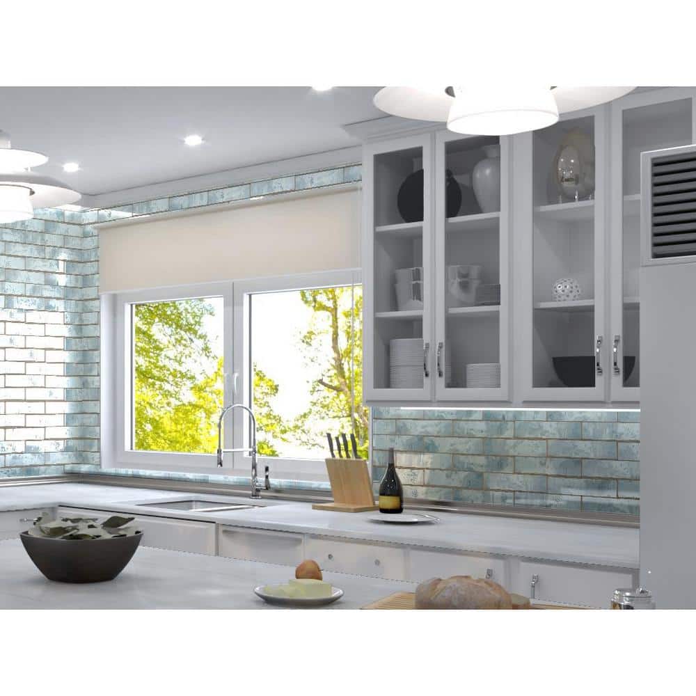 Splash Mermaid Blue Glossy Ceramic Subway Wall Tile