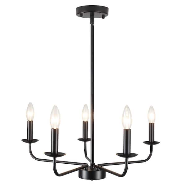 5 Light Black Traditional Empire Chandelier for Living Room Bedroom No Bulbs Included