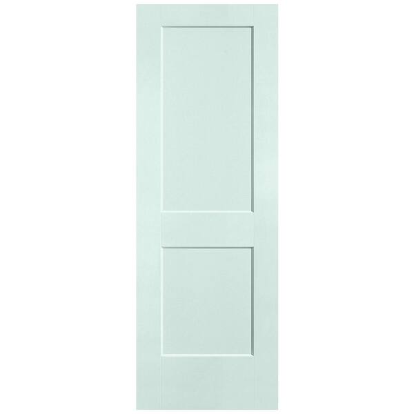Masonite 28 in. x 80 in. 2-Panel Logan Single Bore Solid Core Sea Glass Molded Composite Interior Door Slab