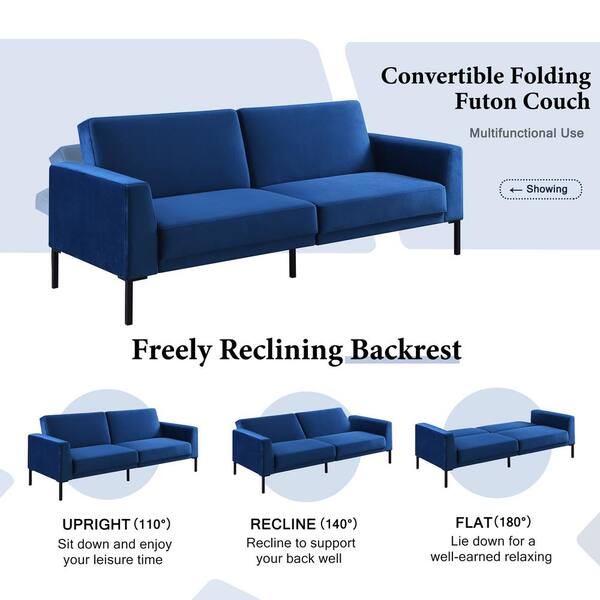Forclover 82 3 In Blue Velvet Upholstered Loveseat Twin Sleeper Sofa Bed Convertible Folding Futon For Living Space Osf S52acbl Forclover 82 3 In Blue Velvet, Twin 66 1 Tufted Back Convertible Sofa Futon Couch