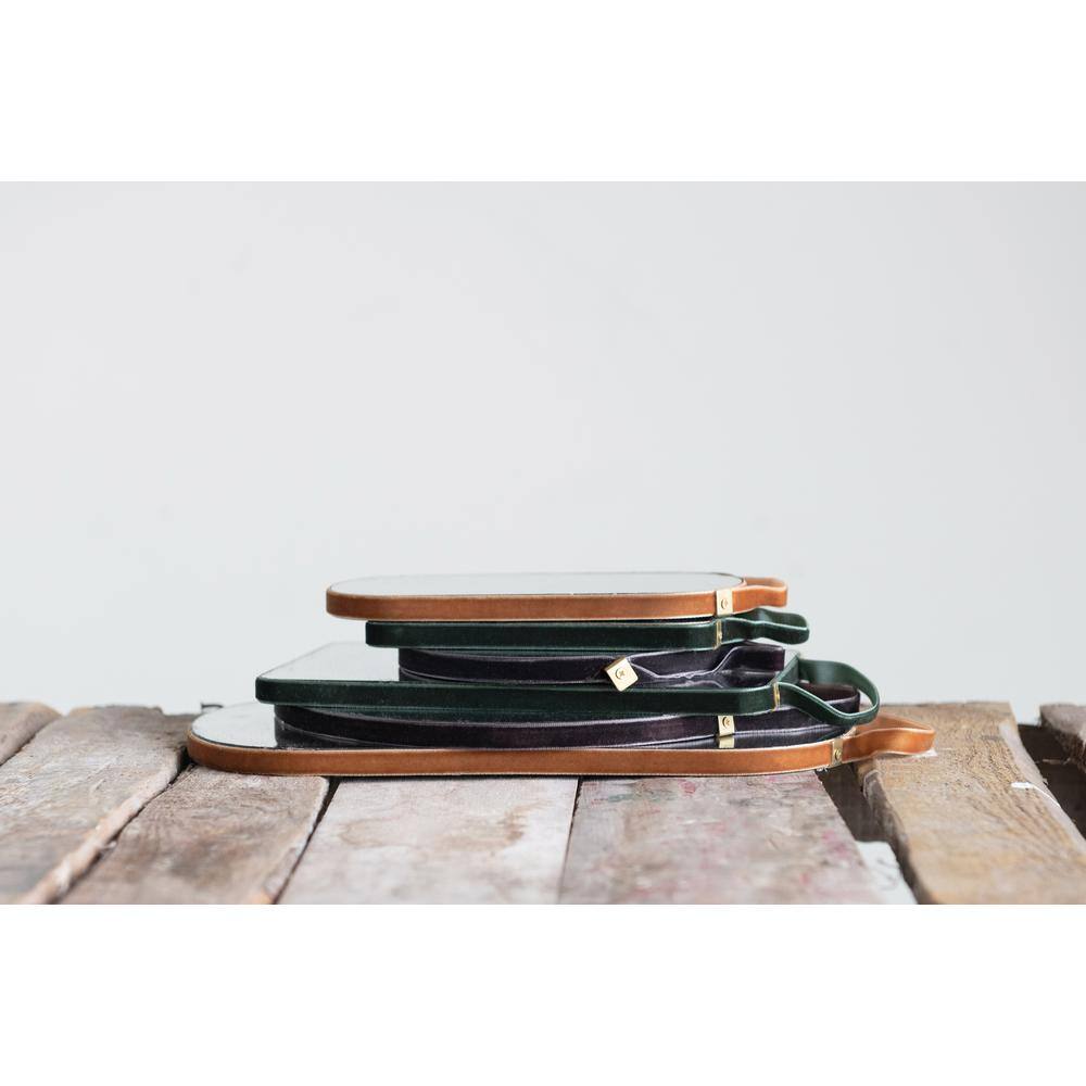 Eclectic Velvet-Edged Frameless Mirror Set in Multicolor (6-Piece)