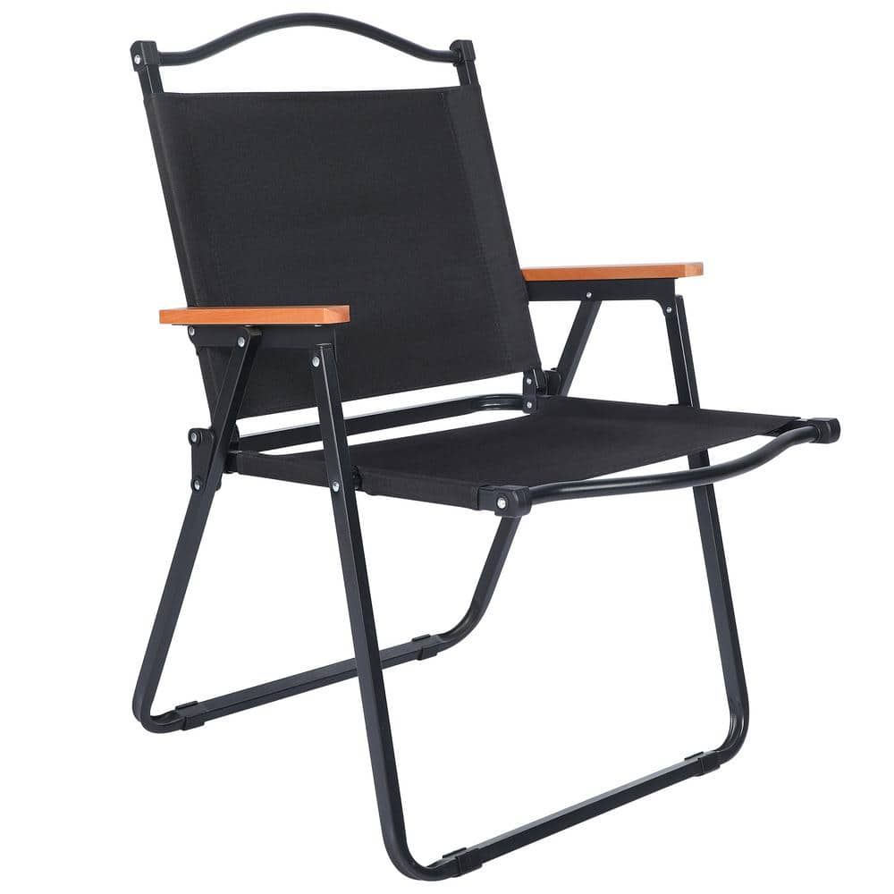 Sudzendf 30.7 in. H Black Metal Outdoor Lawn Chair for Adults with