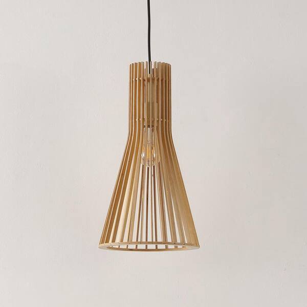 SAFAVIEH Sonjay 4-Watt 1-Light Natural Pendant Light with Wood Shade