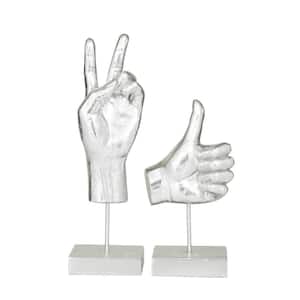 Silver Resin Hands Sculpture (Set of 2)