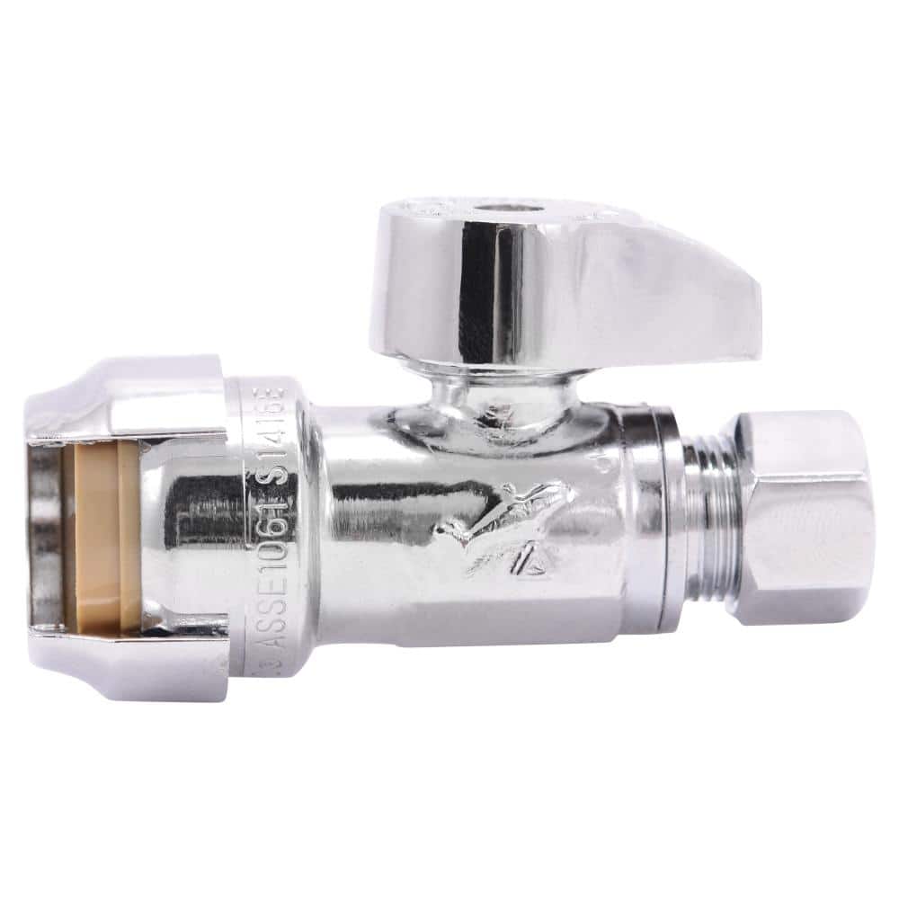 UPC 697285605756 product image for 1/2 in. Push-to-Connect x 3/8 in. O.D. Compression Chrome-Plated Brass Quarter-T | upcitemdb.com