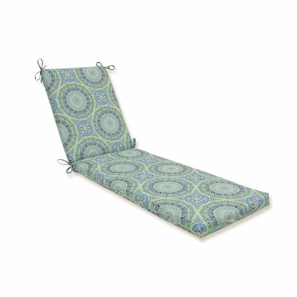 Pillow Perfect 23 x 30 Outdoor Chaise Lounge Cushion in Blue/Green Delancey