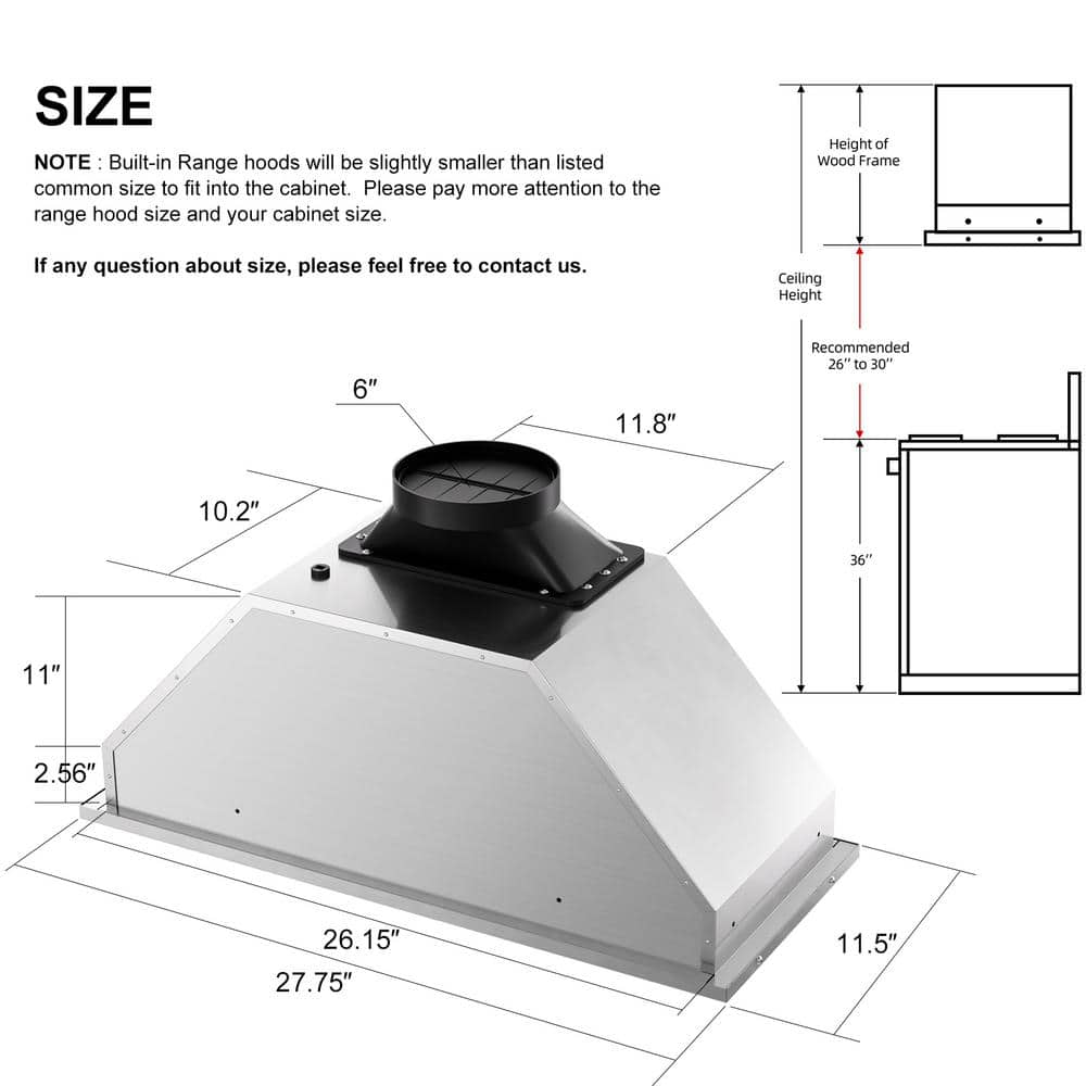 30-Inch Stainless Steel Convertible Range Hood with Charcoal Filter