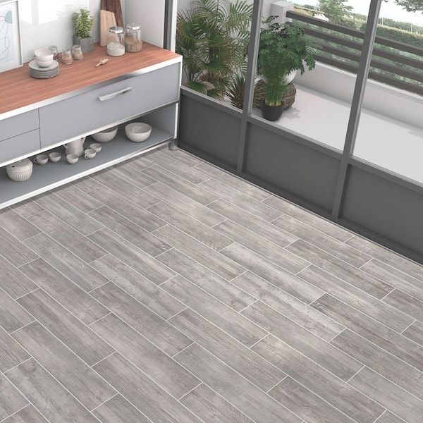 Tahoe Cedar Gray 6 in. x 24 in. Porcelain Floor and Wall Tile Sample (0.93 sq. ft. /Piece)