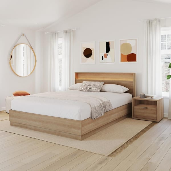Nexera Dean 3-Piece Brown Oak Composite Queen Size Bedroom Set