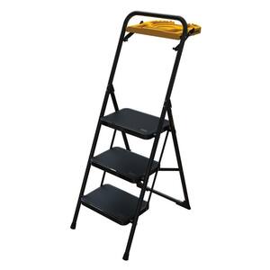 3-Step Pro Steel Step Stool with Utility Tray, 300 lbs. Load Capacity, Type IA Duty Rating