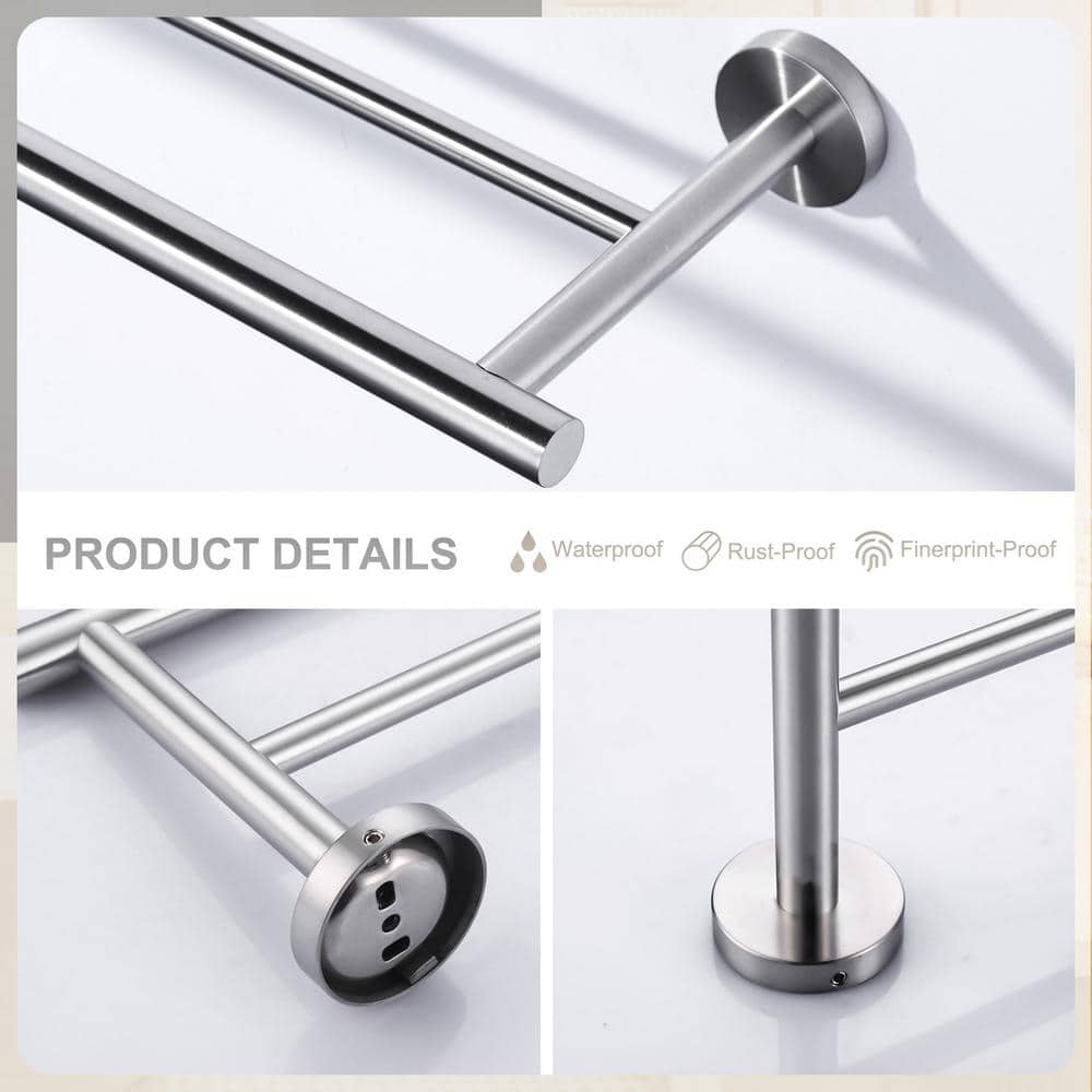 Brushed Nickel 24" Double Towel Bar Wall Mount