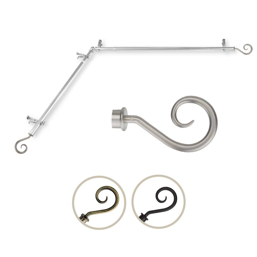 "13/16"" Dia Adjustable 120"" to 170"" Single Corner Window Curtain Rod in Satin Nickel with Curl Finials" price history on PriceWatchPro