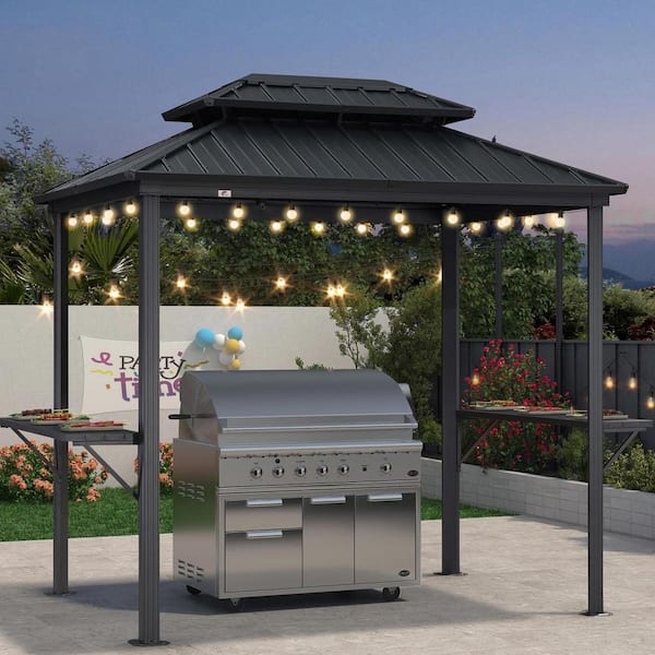 PURPLE LEAF 6 ft. x 8 ft. Hardtop Grill Gazebo for Patio Aluminum