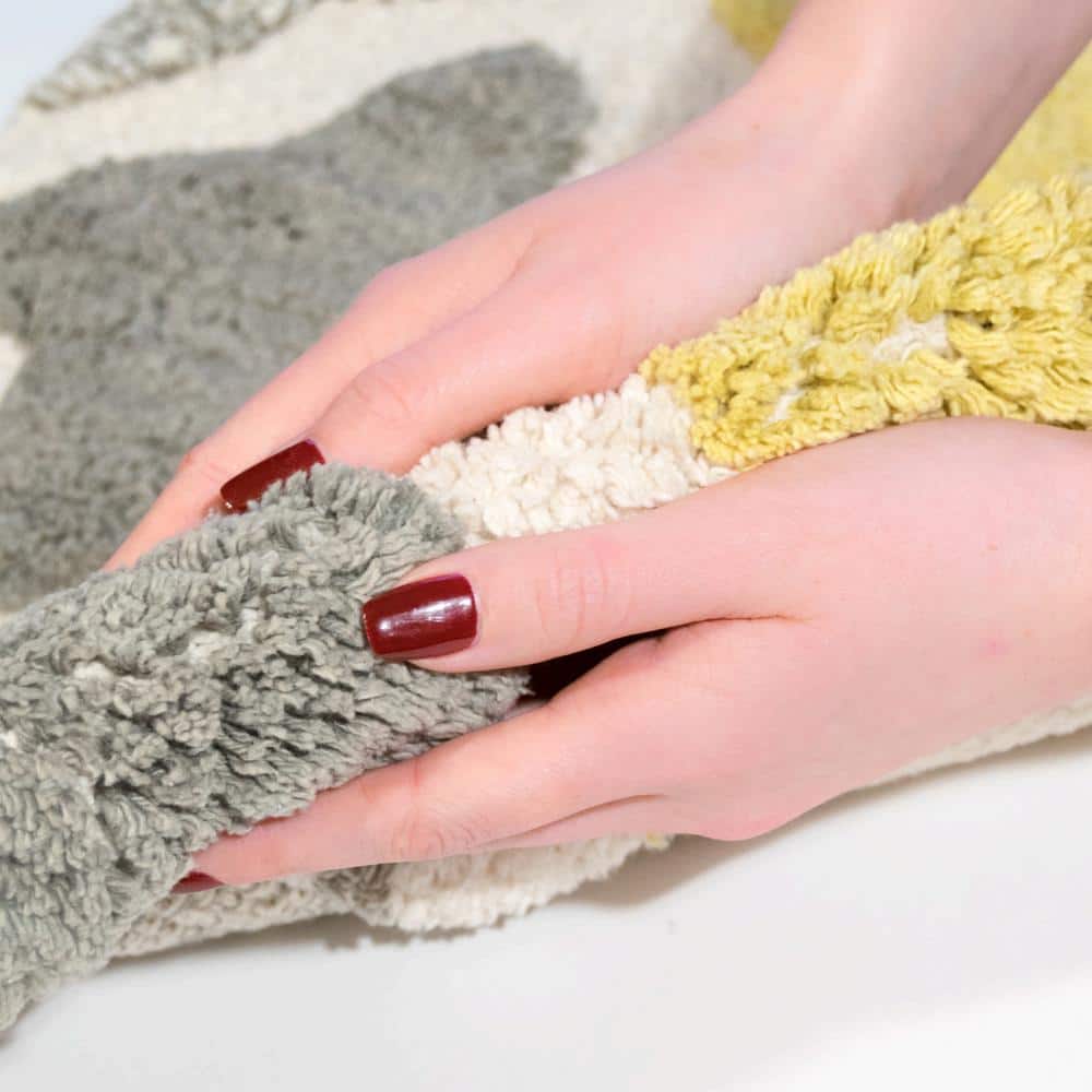 Yellow and Gray Cotton Moroccan Tile Bath Rug Set