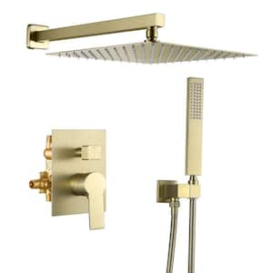 Single-Handle 3 -Spray Shower Faucet 1.8 GPM with Drip Free, 360° Swivel, Easy to Install in Brushed Gold