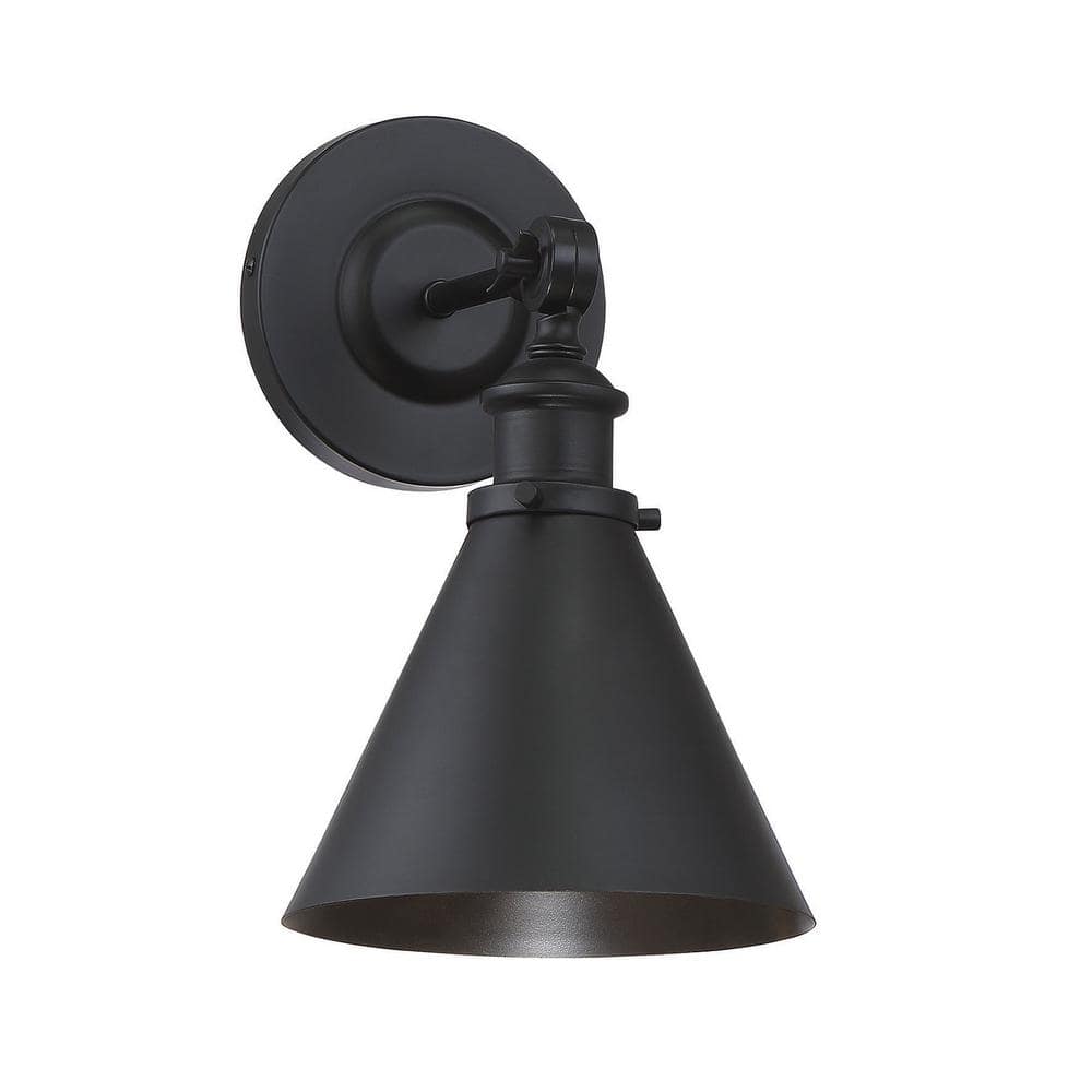 Glenn Matte Black Adjustable Cone Shade Wall Sconce