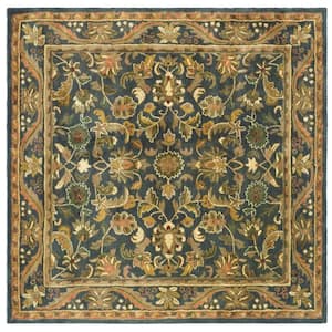Antiquity Blue/Gold 6 ft. x 6 ft. Square Border Area Rug