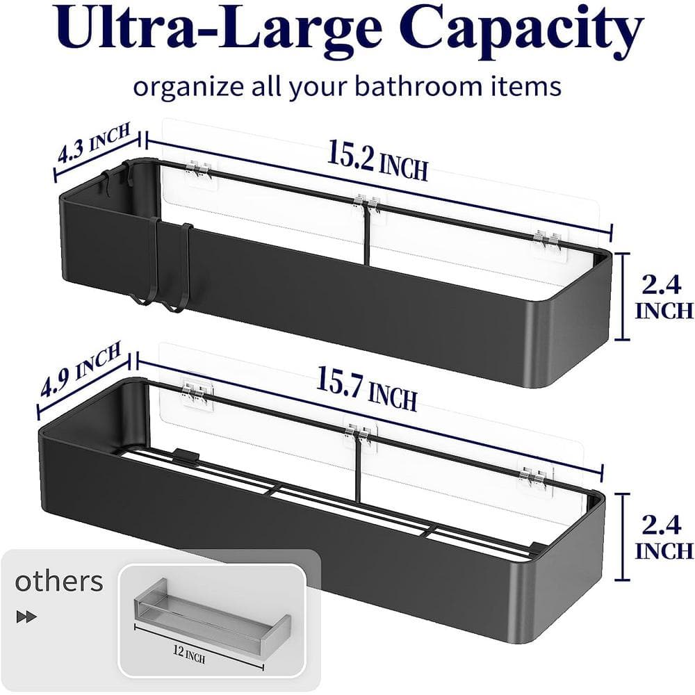 Matte Black Stainless Steel Wall Mounted Shower Caddy