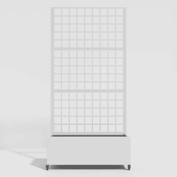 SpassWay 6 ft. H x 3 ft. W Metal Planter Box with Trellis White