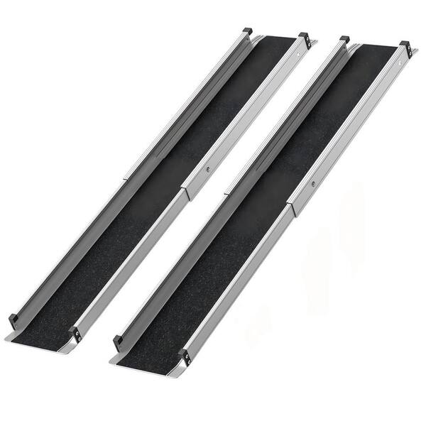 Wudkey 2 Pack Adjustable Wheelchair Ramp, 7 ft. Telescoping Portable ...