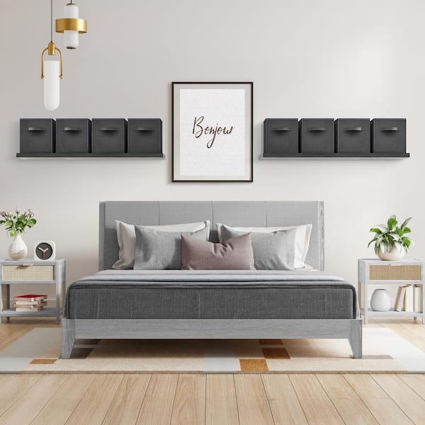 Sorbus Storage Cubes with Handles, Black 13 in. x 13 in. H Fabric Decorative Basket Set of 8, Large Foldable Closet Organizer